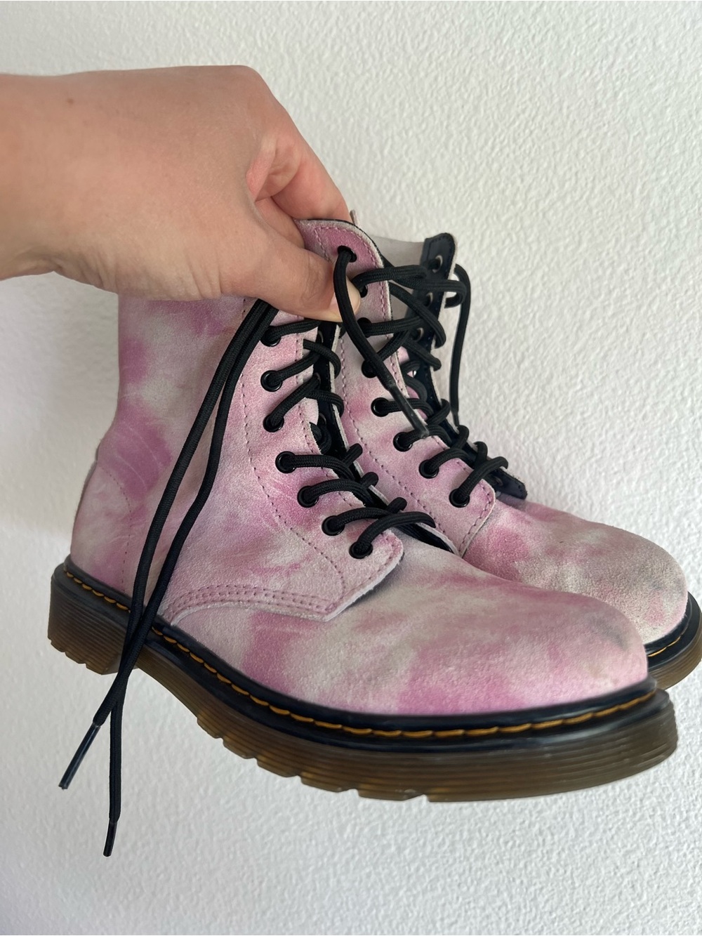 Dr. Martens Pink Tie-Dye Lace-Up Combat Boots